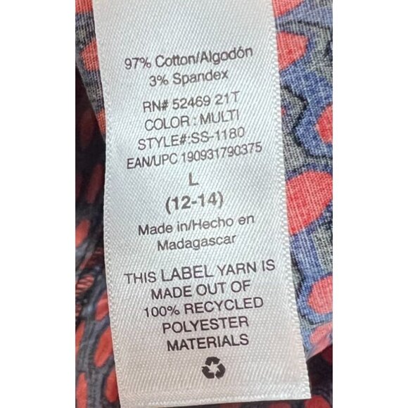 Scoop Womens Asymmetrical Ruffle Midi Dress Red Navy Coastal Preppy Style Large - Picture 8 of 9